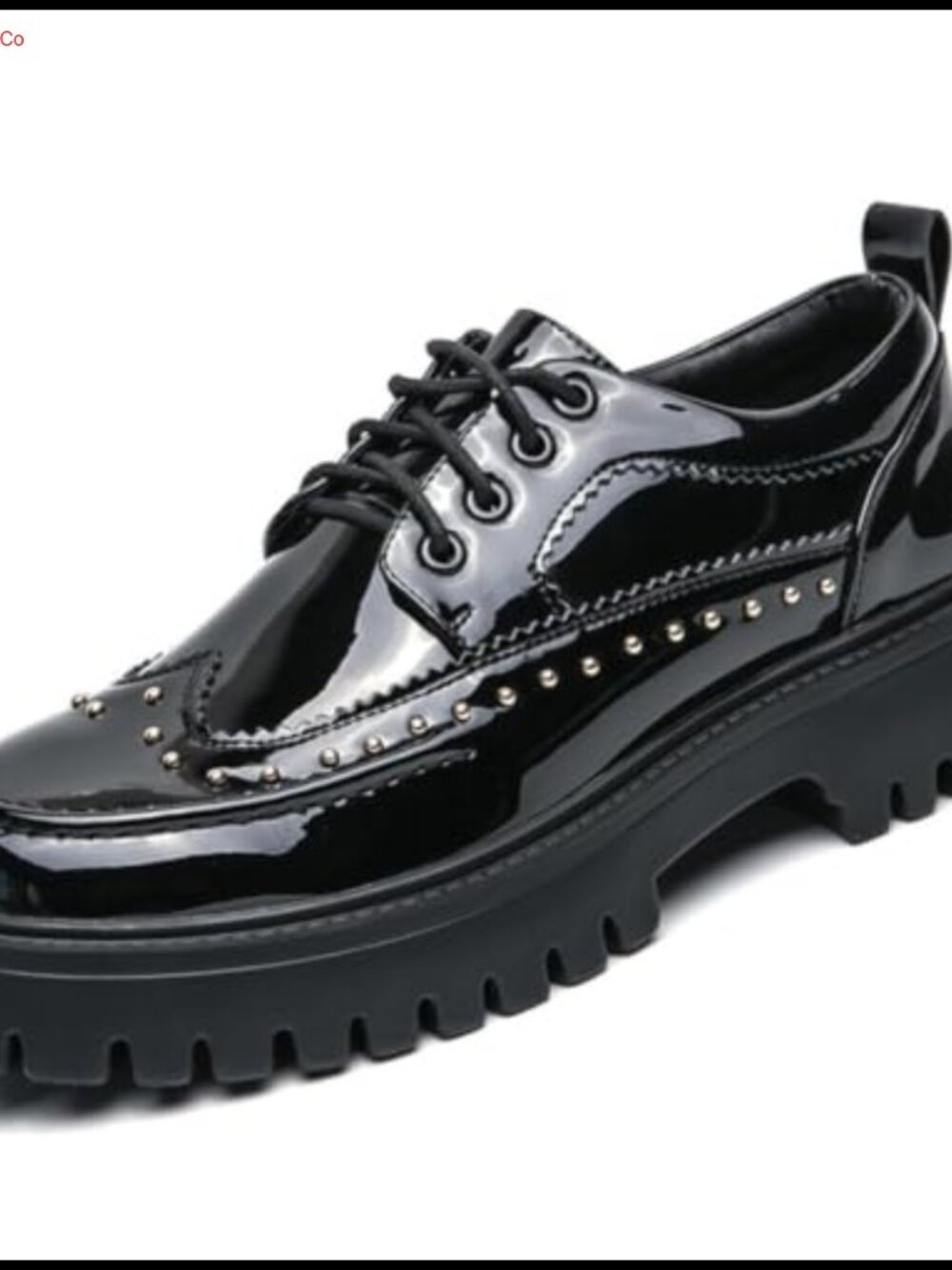 Patent Leather Platform Oxford Dress Shoes Lug Sole Lace Up Men's